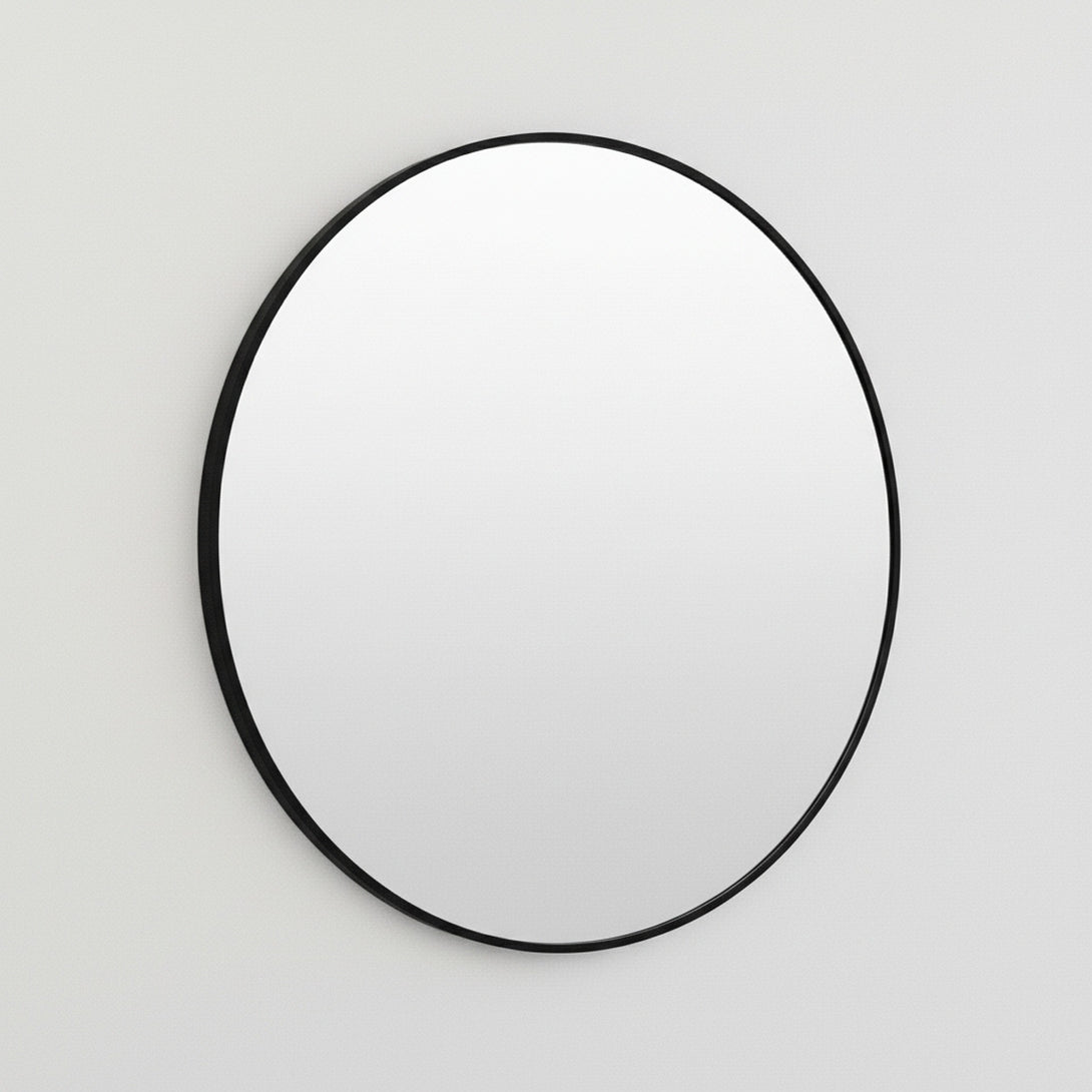 Nova Round Metal Framed Wall Mirror 70cm - Black