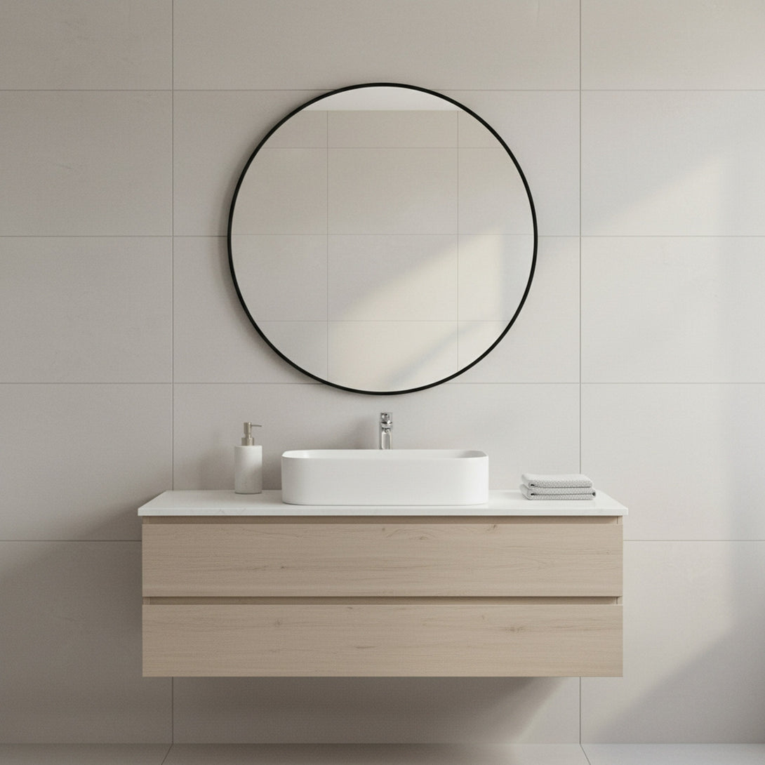 Nova Round Metal Framed Wall Mirror 80cm - Black