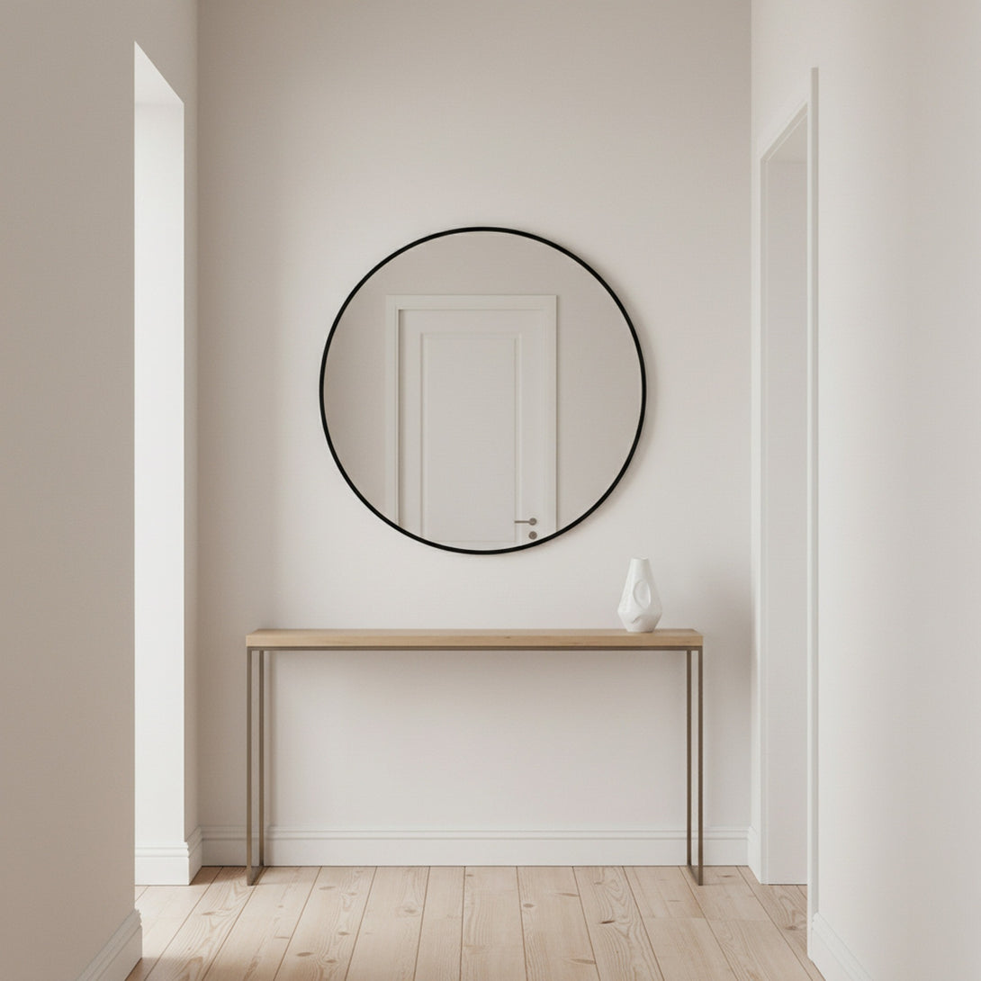 Nova Round Metal Framed Wall Mirror 80cm - Black
