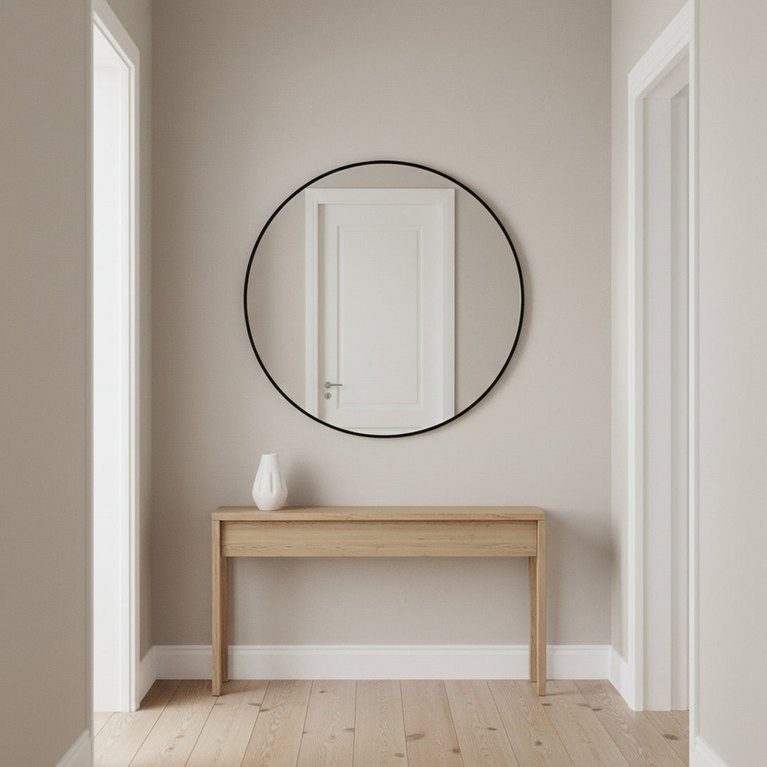 Nova Round Metal Framed Wall Mirror 80cm - Black