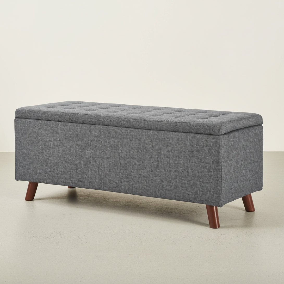 Levi Storage Ottoman Bench - Dark Grey