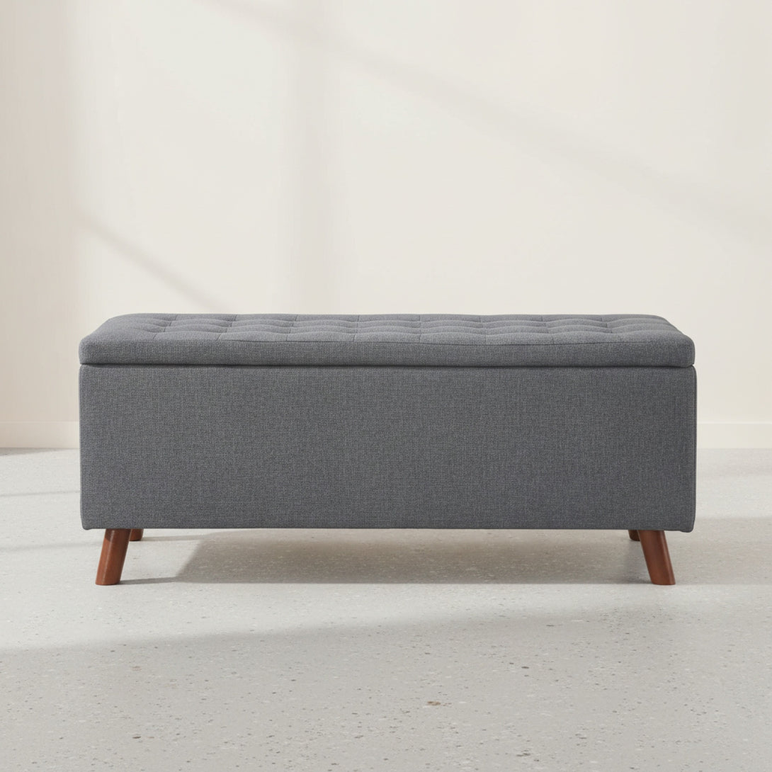 Levi Storage Ottoman Bench - Dark Grey