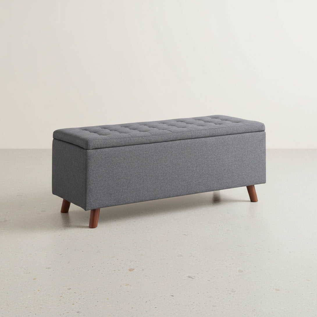 Levi Storage Ottoman Bench - Dark Grey