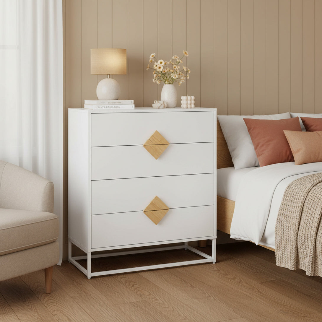 Alaska Wooden Tallboy 4 Drawers - White