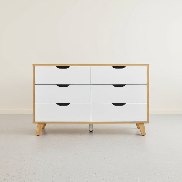 Schertz Wooden Low Boy 6 Drawers - Oak