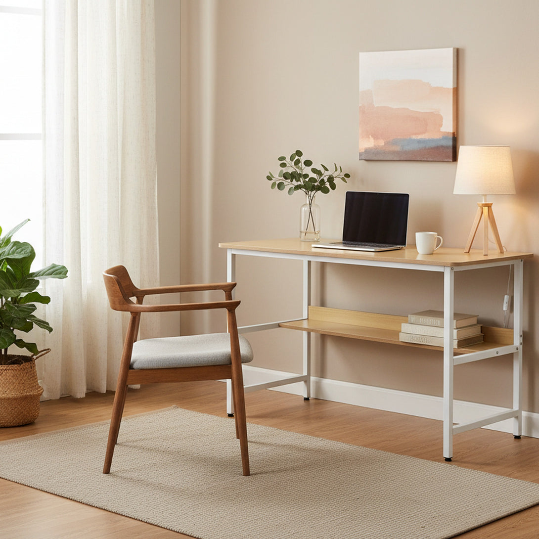 Carter 120cm Computer Desk - Maple + White