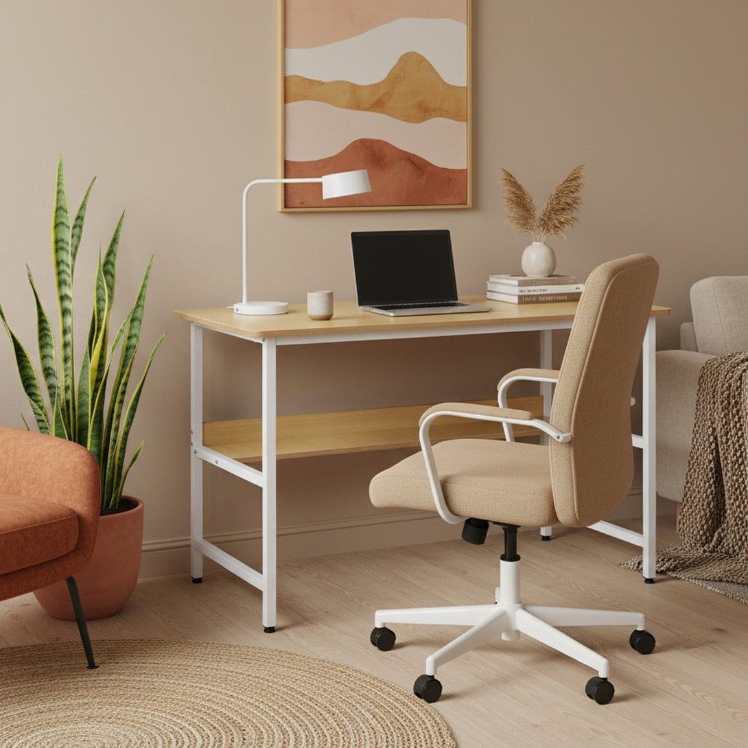 Carter 120cm Computer Desk - Maple + White