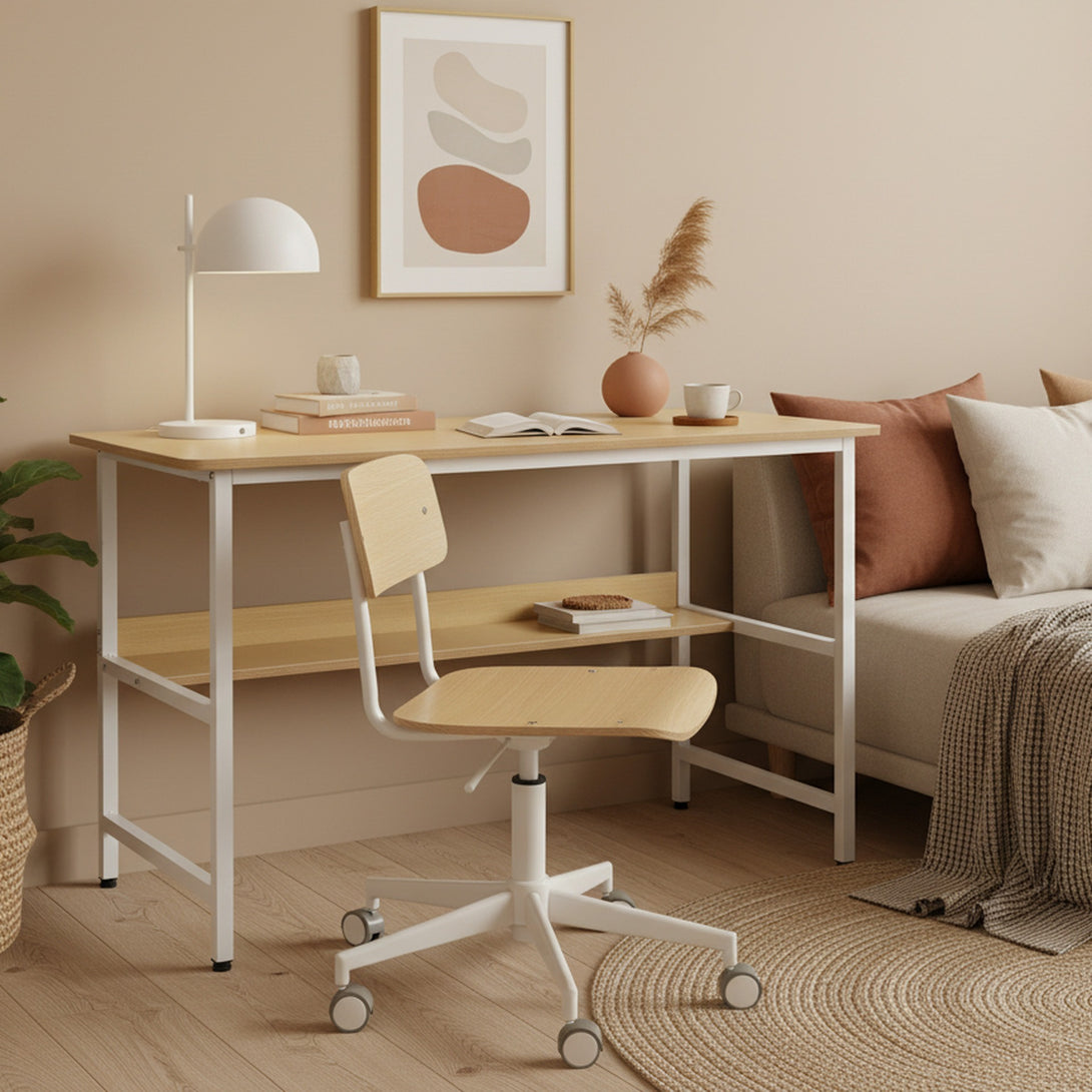 Carter 120cm Computer Desk - Maple + White