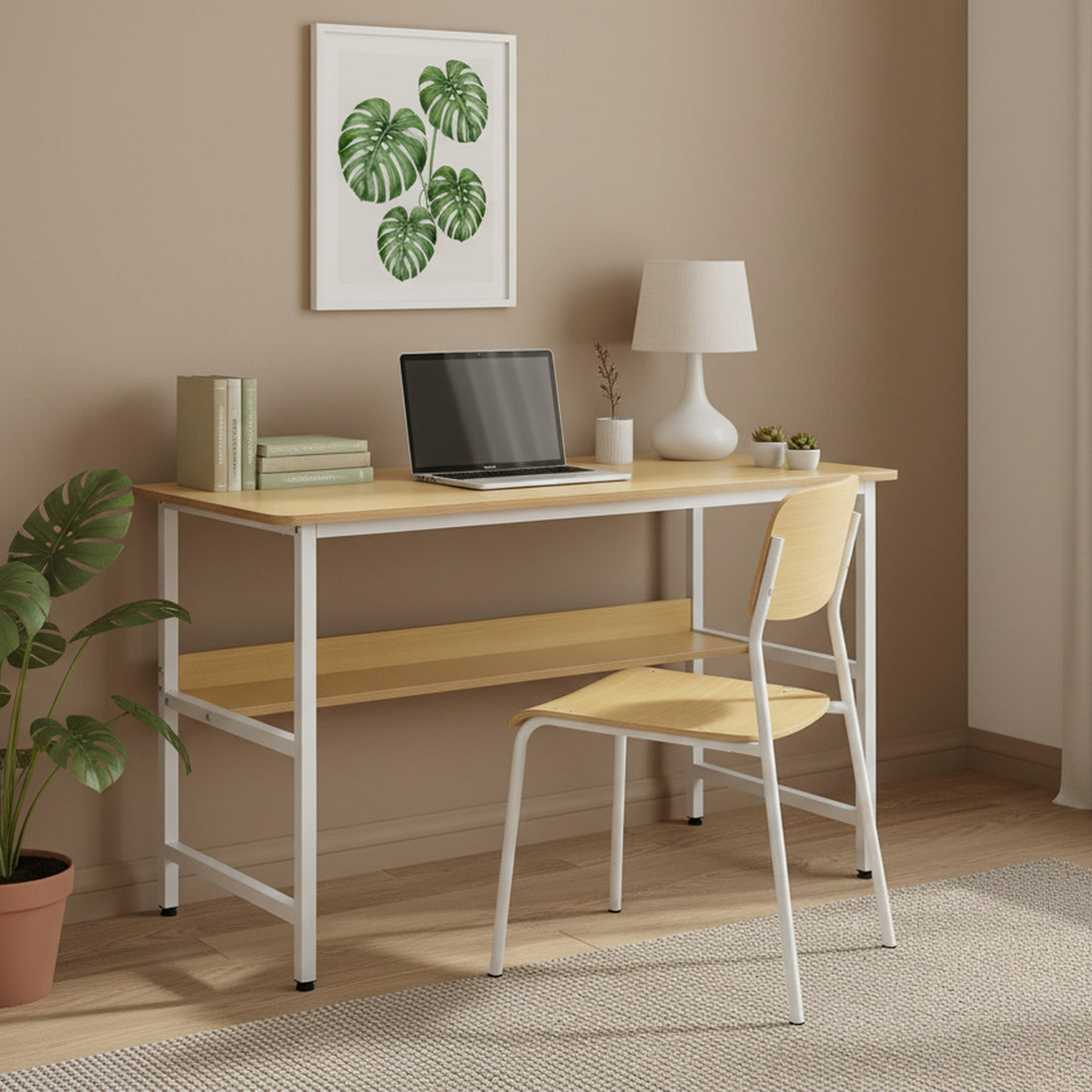 Carter 120cm Computer Desk - Maple + White