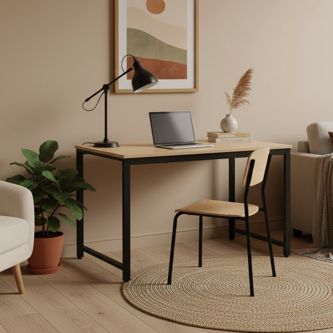 Easton 120cm Computer Desk - Natural + Black