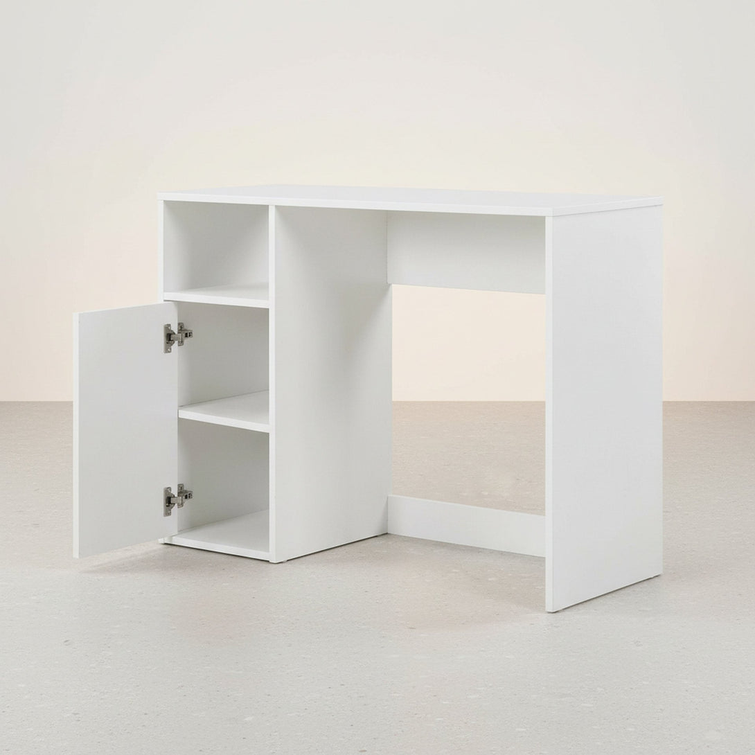 Makalu 100cm Computer Study Desk with Cabinet - White
