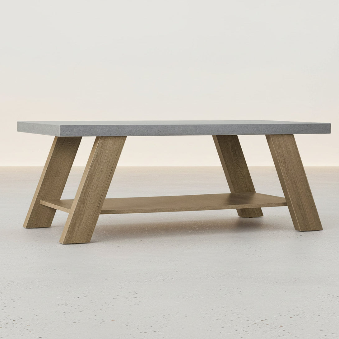 Tommie Rectangular Coffee Table - Cement + Oak