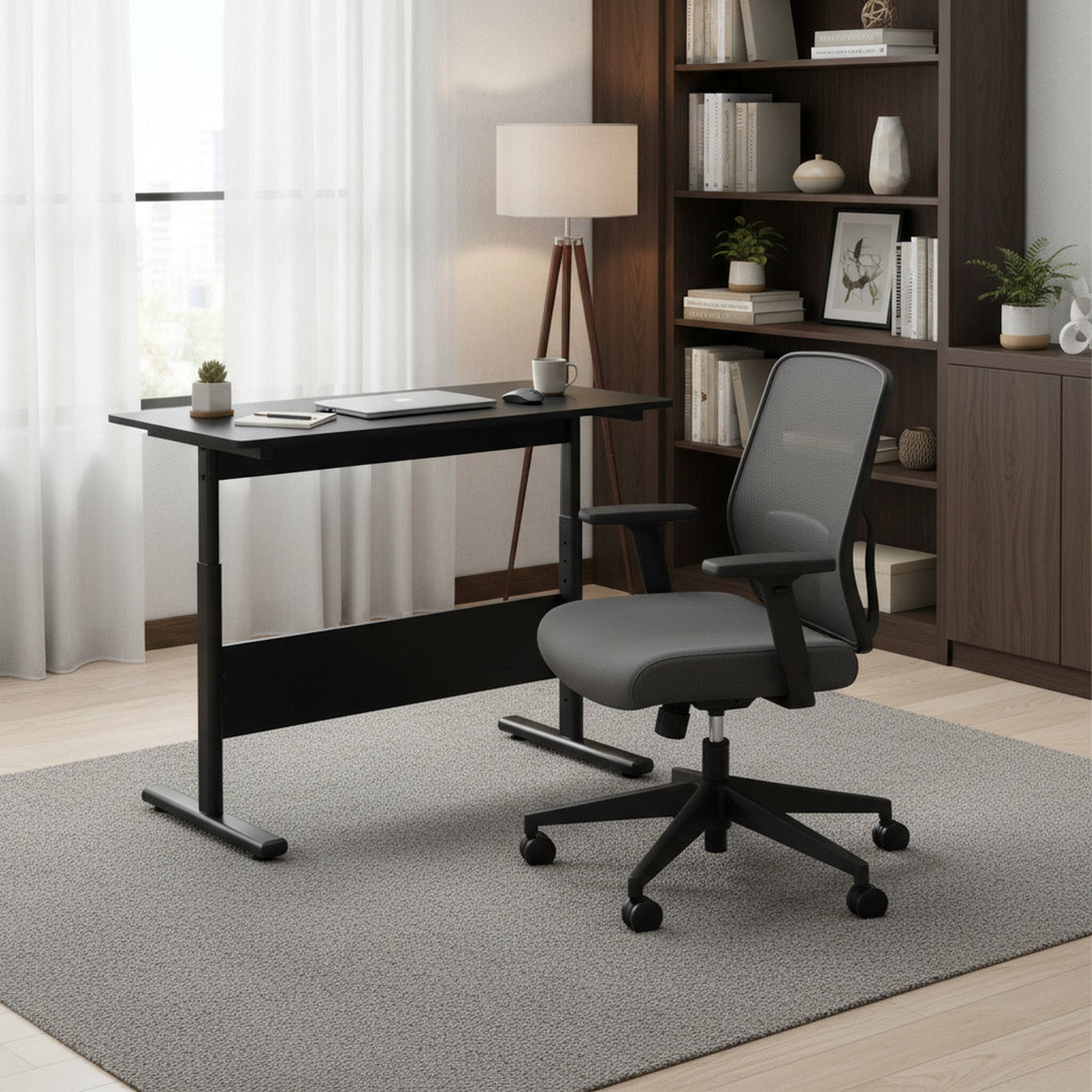 Hector 100cm Height-Adjustable Computer Desk - Black
