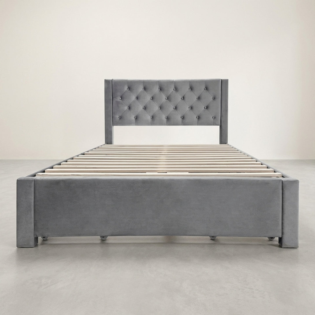 Montana Double Bed Frame with 4 Drawers - Grey