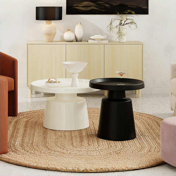 Quill 2 Piece Coffee Table Set - White + Black