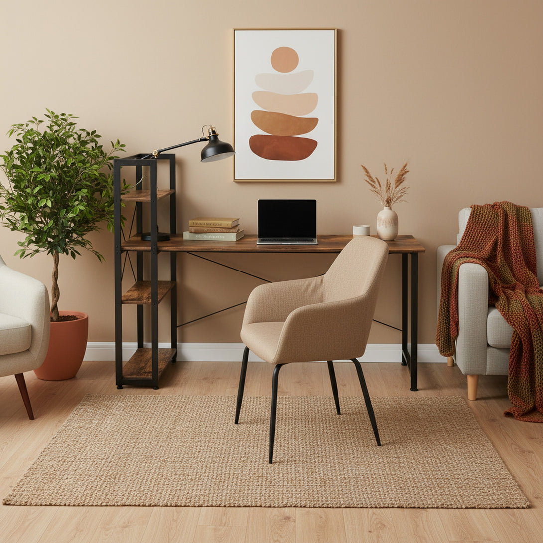 Kevin 160cm Computer Desk with Bookshelf - Rustic Brown