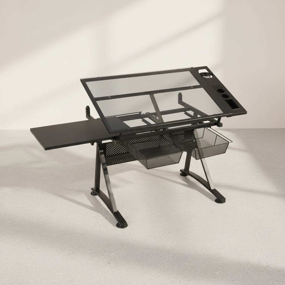 Oliver Height Adjustable Drafting Table - Black
