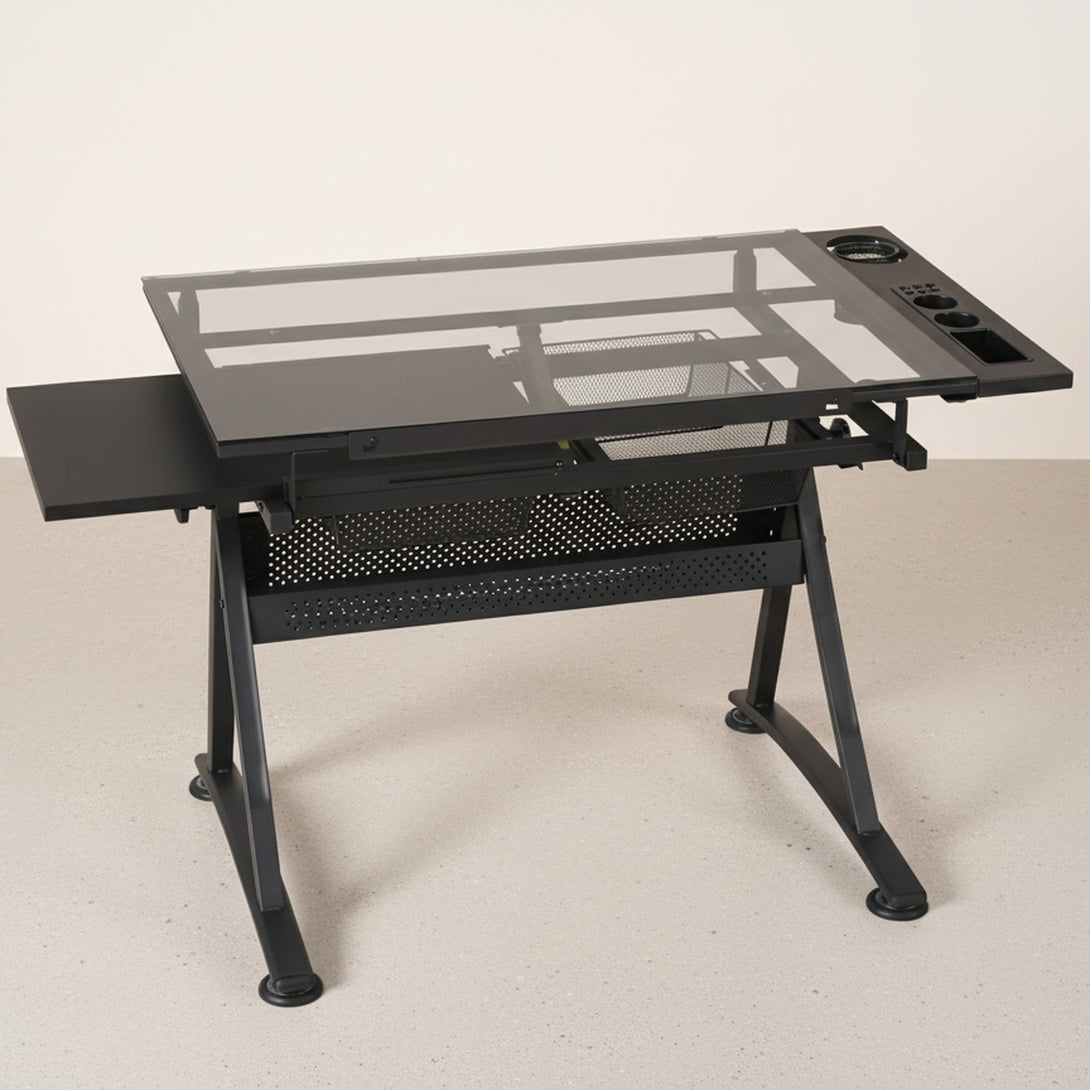 Oliver Height Adjustable Drafting Table - Black