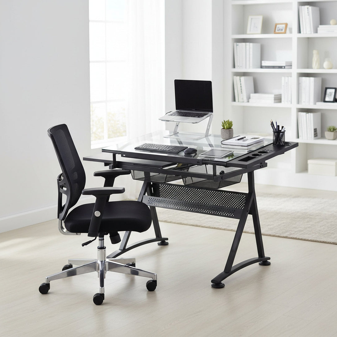 Oliver Height Adjustable Drafting Table - Black