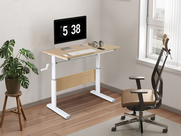 Lucas 80cm Manual Standing Desk - Maple + White