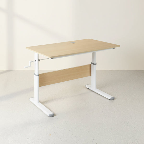 Lucas 100cm Manual Standing Desk - Maple + White