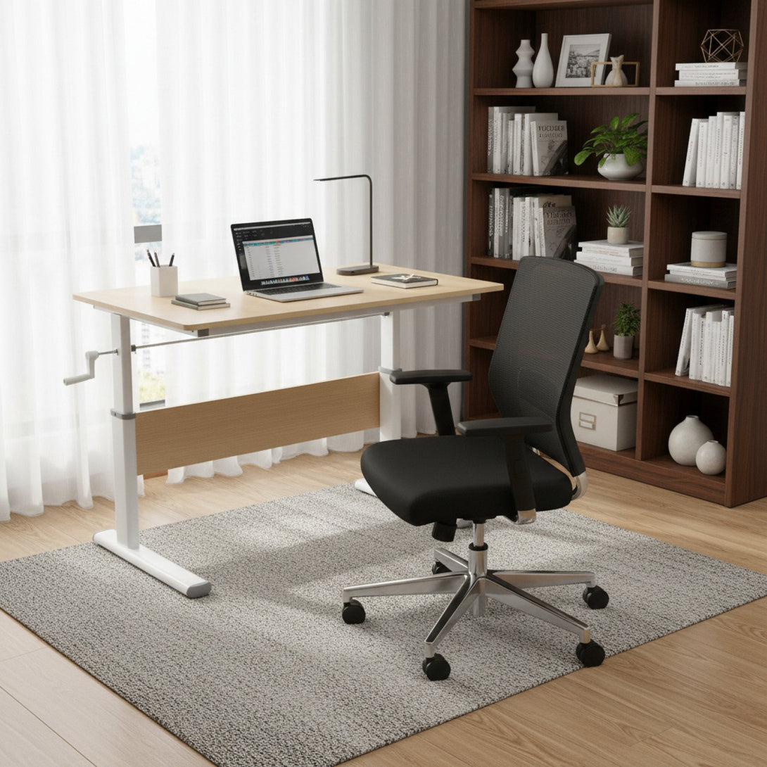 Lucas 100cm Manual Standing Desk - Maple + White
