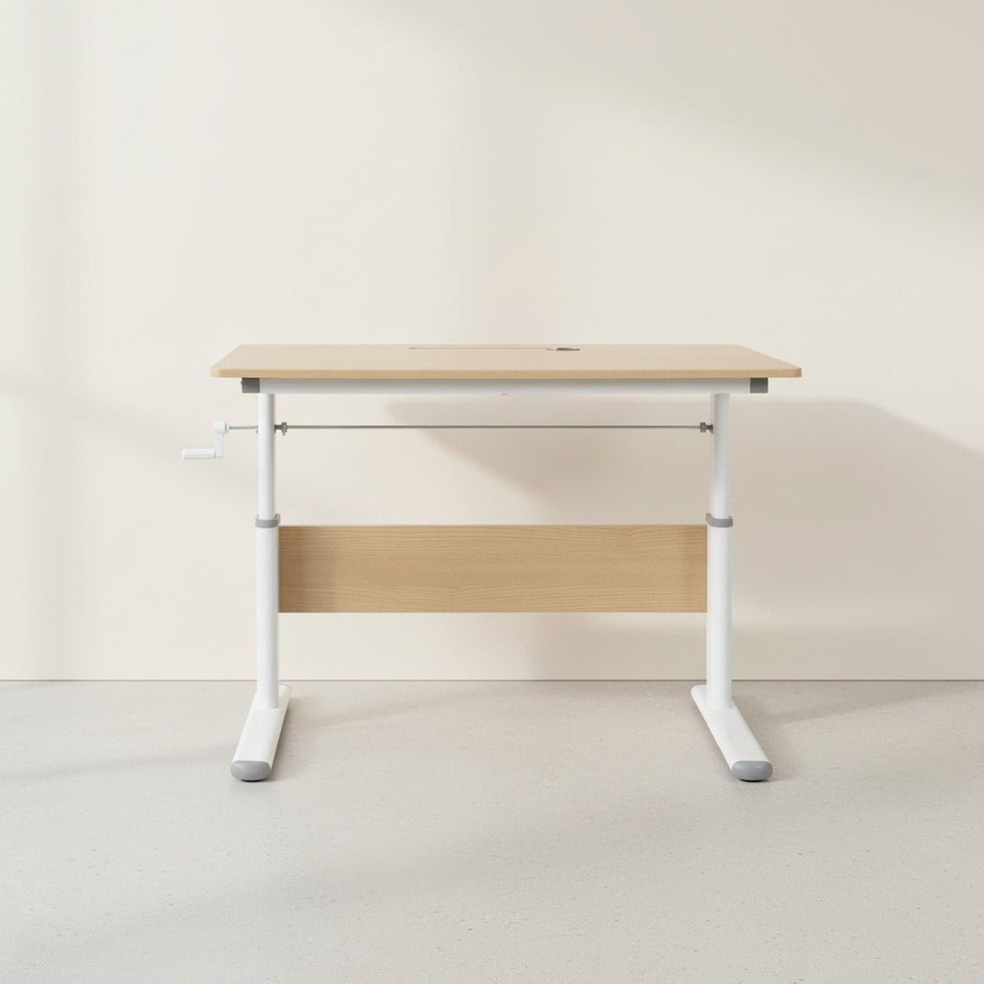 Lucas 100cm Manual Standing Desk - Maple + White