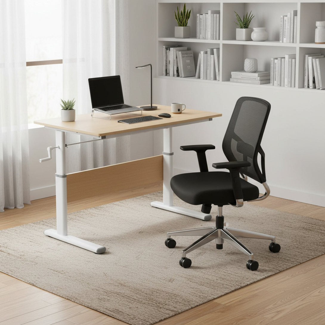Lucas 100cm Manual Standing Desk - Maple + White