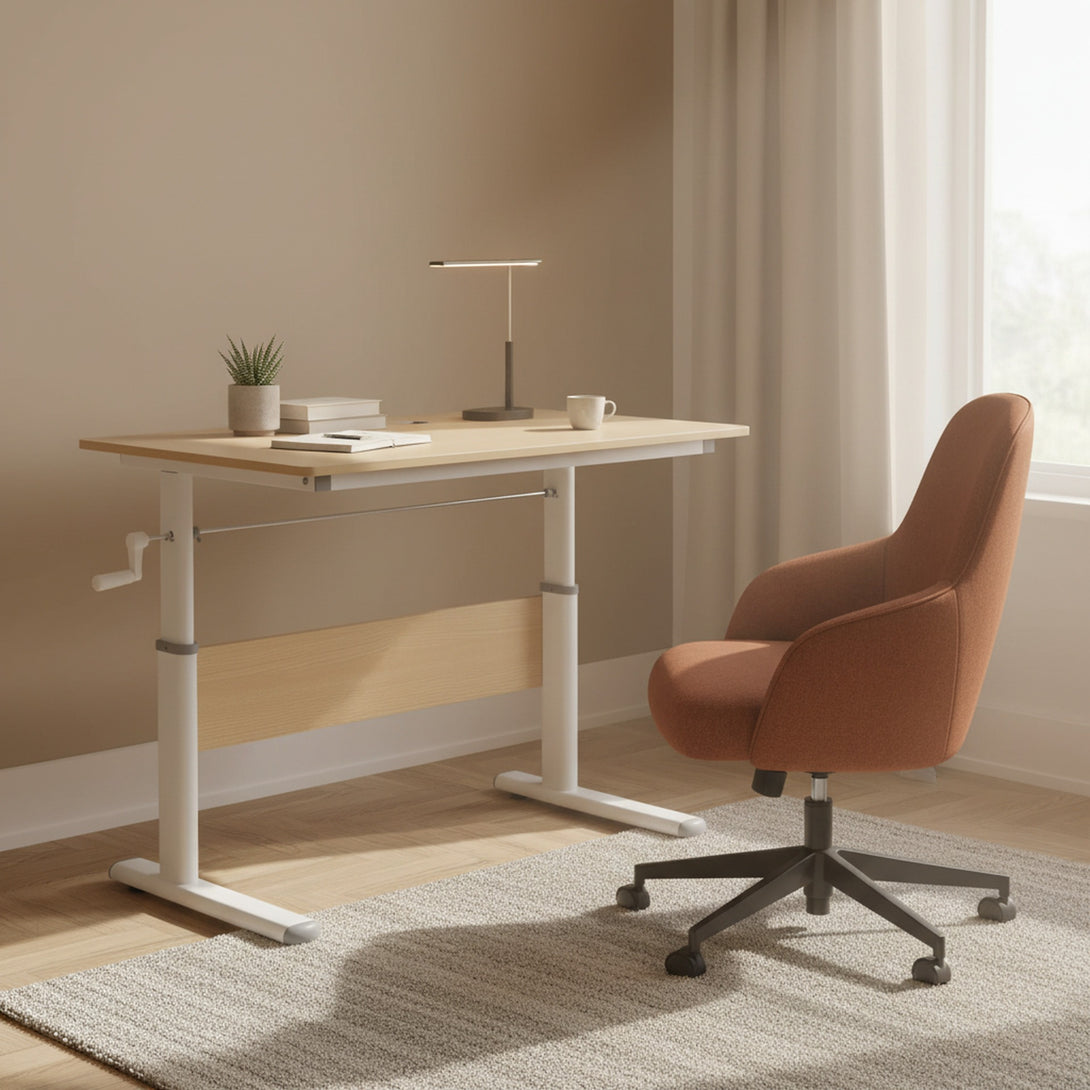 Lucas 100cm Manual Standing Desk - Maple + White
