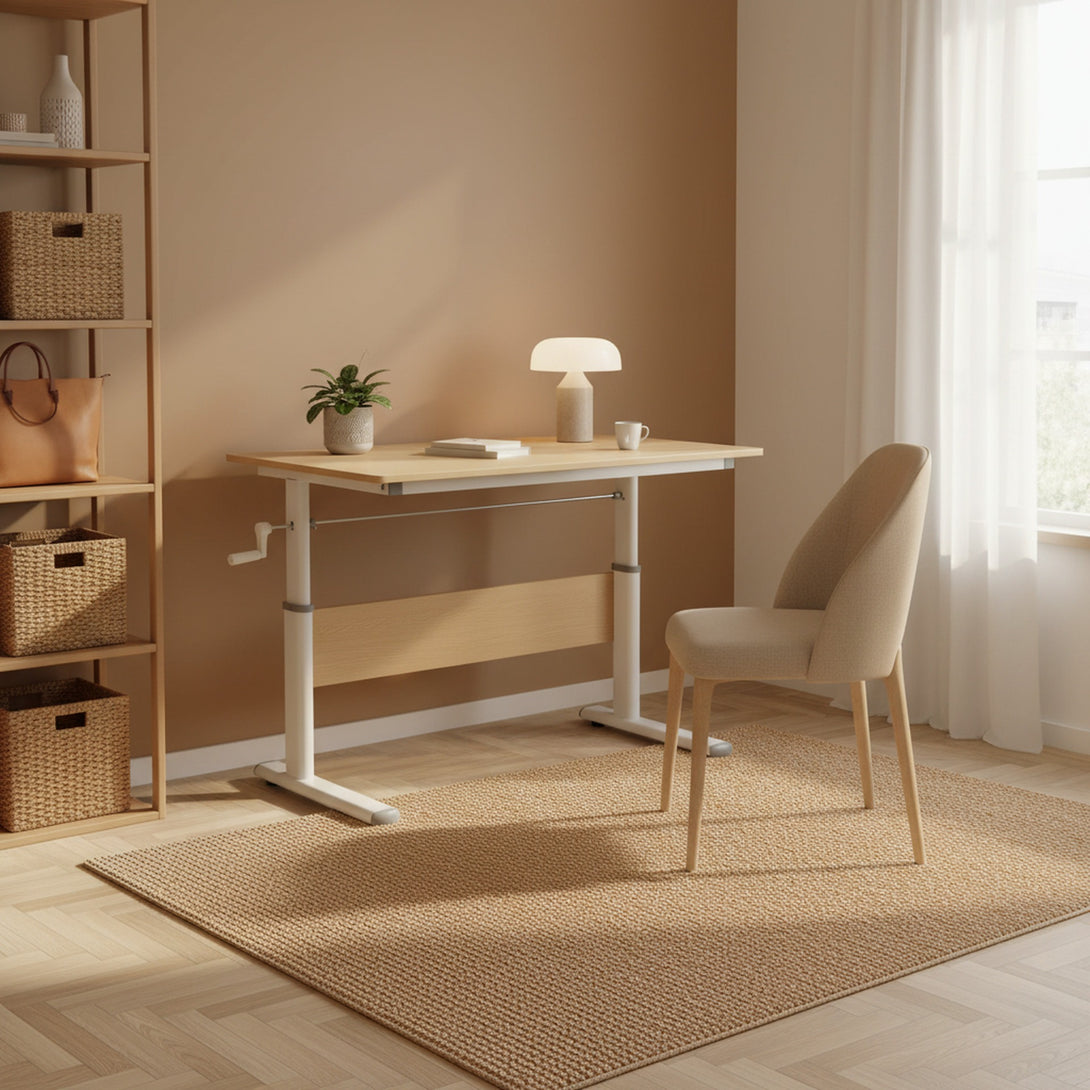 Lucas 100cm Manual Standing Desk - Maple + White