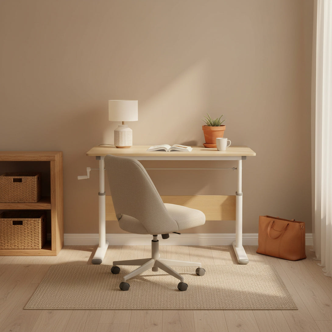Lucas 100cm Manual Standing Desk - Maple + White