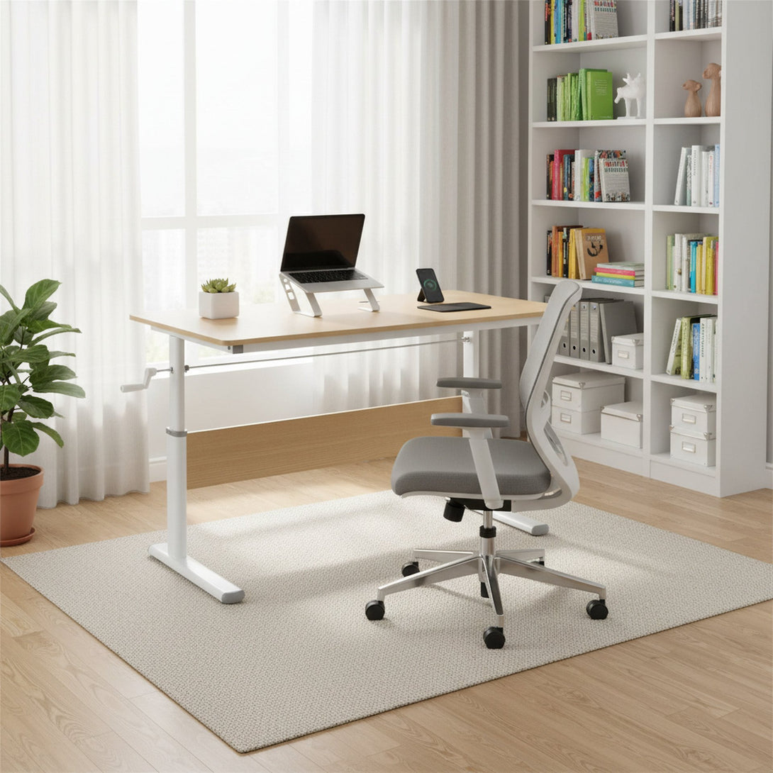 Lucas 120cm Manual Standing Desk - Maple + White