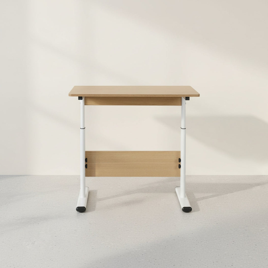 Hector 80cm Height-Adjustable Computer Desk - Maple + White