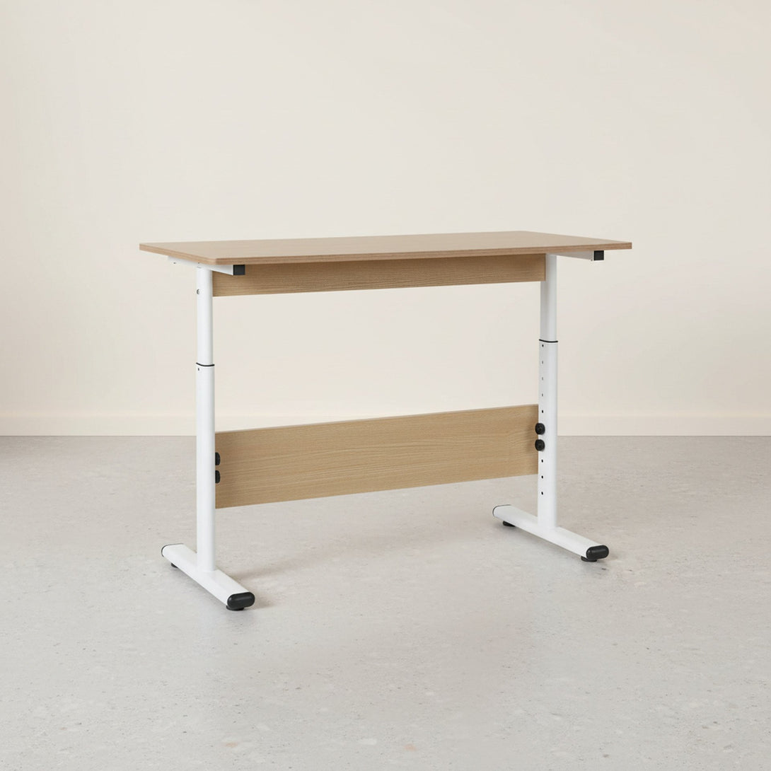 Hector 100cm Height-Adjustable Computer Desk - Maple + White
