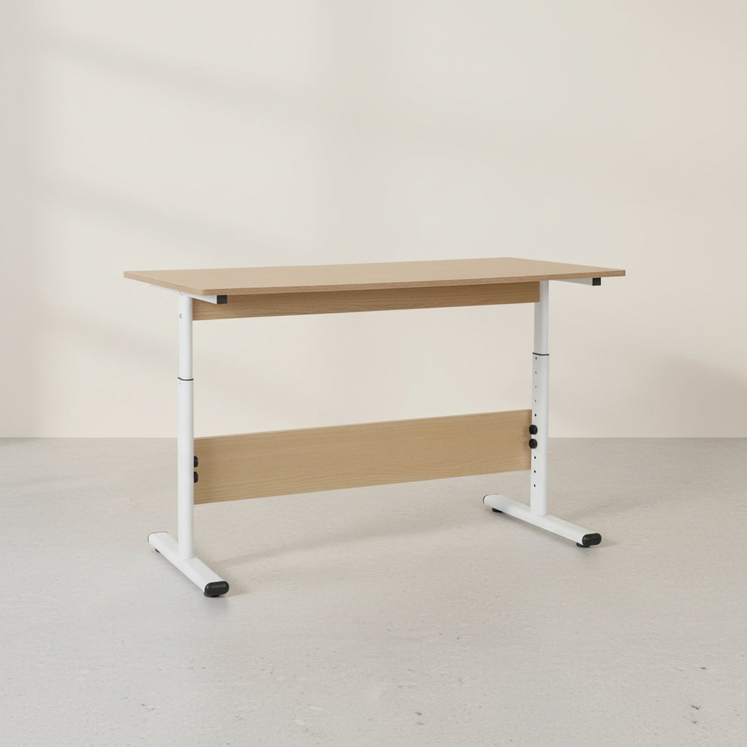 Hector 120cm Height-Adjustable Computer Desk - MAPLE + WHITE