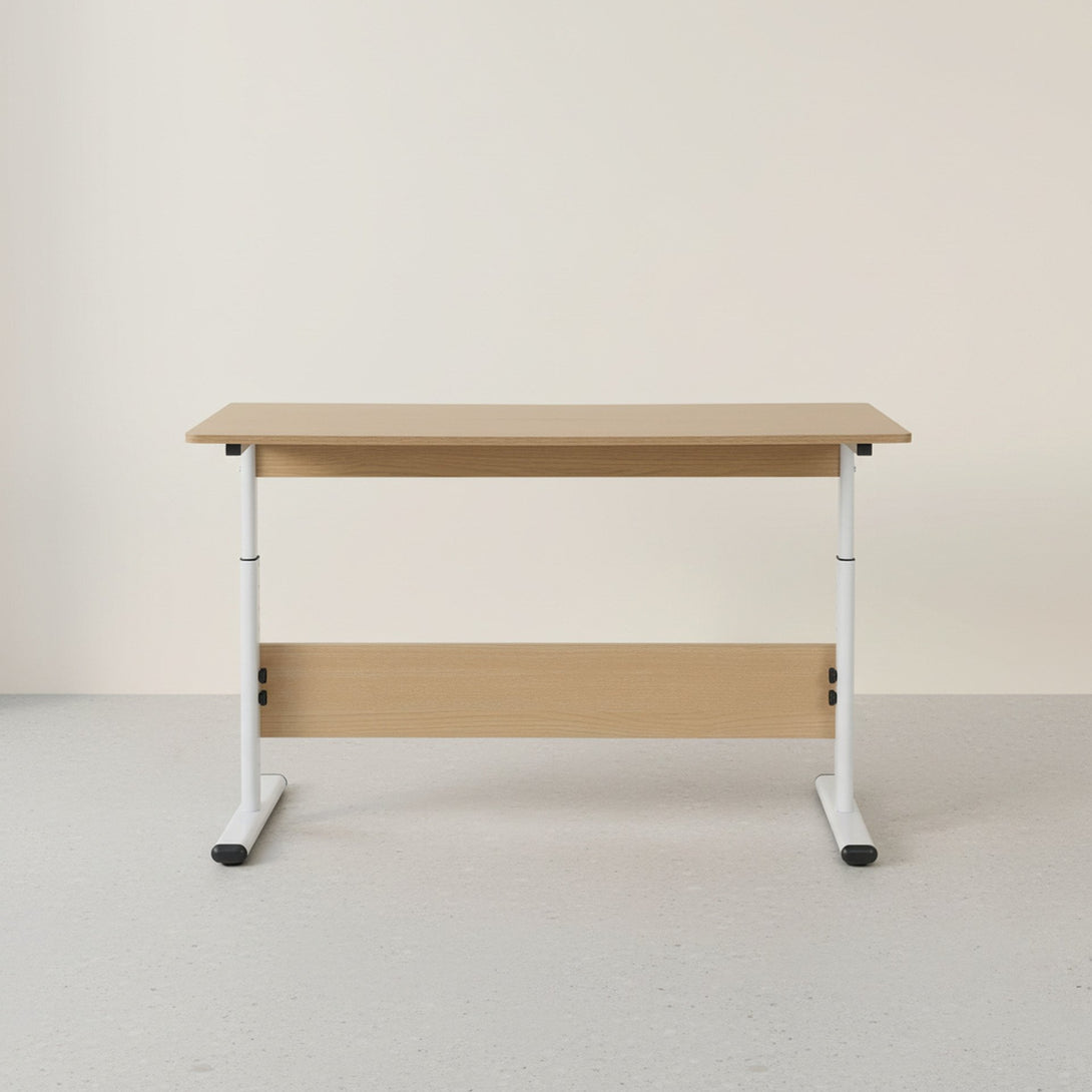 Hector 120cm Height-Adjustable Computer Desk - MAPLE + WHITE