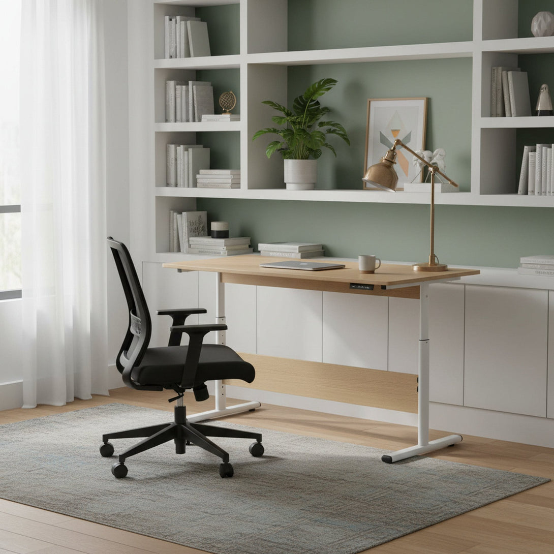 Hector 140cm Height-Adjustable Computer Desk - Maple + White