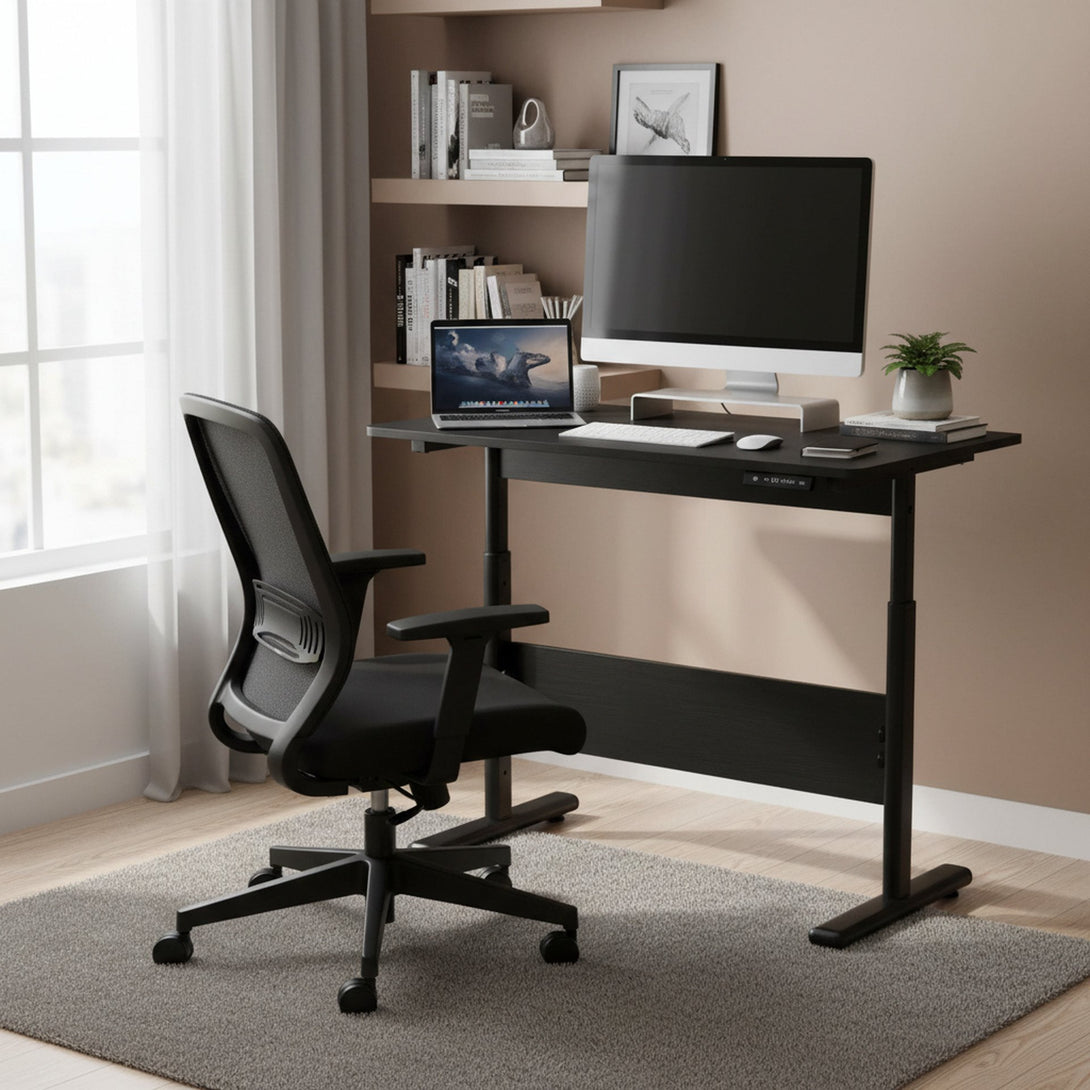 Hector 80cm Height-Adjustable Computer Desk - Black