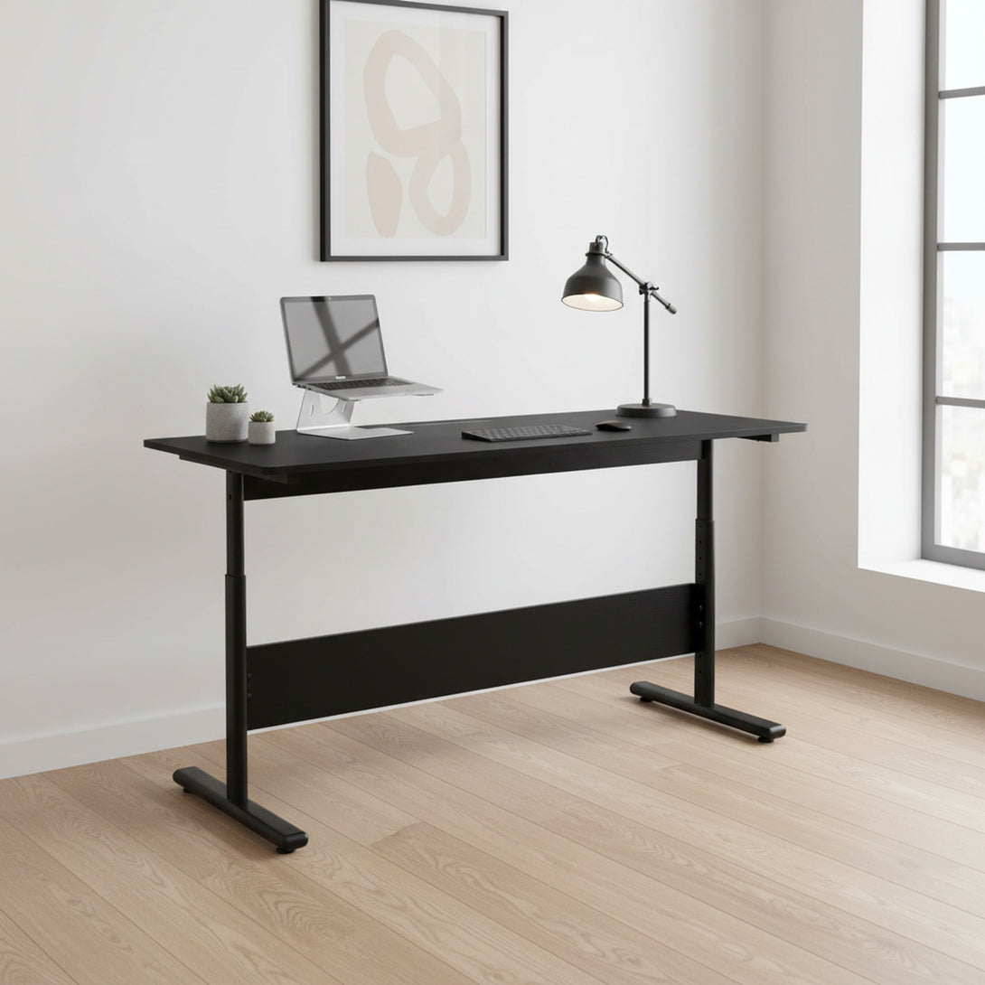 Hector 140cm Height-Adjustable Computer Desk - Black