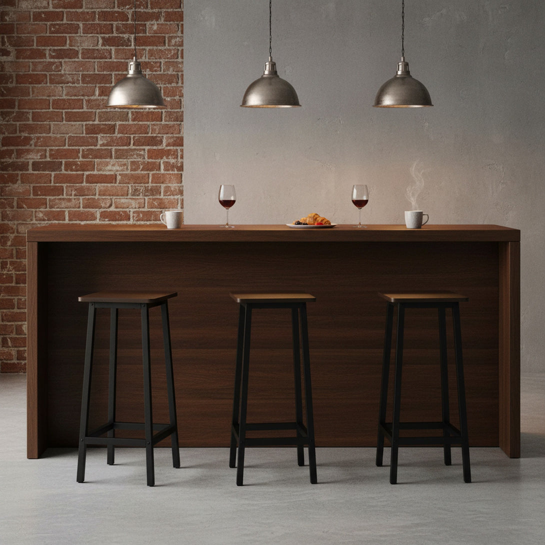 Ian Metal Bar Stool - Rustic Brown + Black