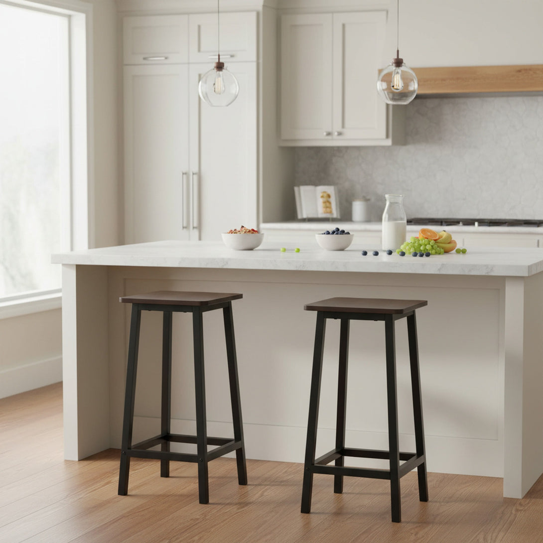 Ian Metal Bar Stool - Rustic Brown + Black