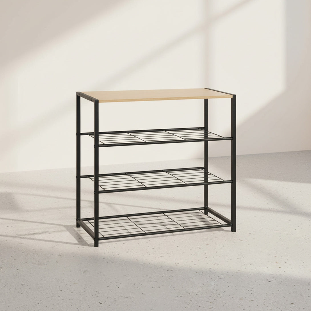 Milton 4 Tier Storage Shelf - Maple + Black