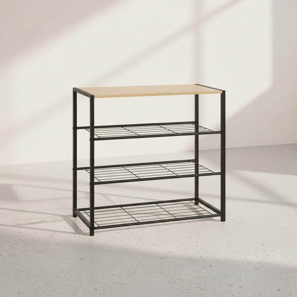 Milton 4 Tier Storage Shelf - Maple + Black
