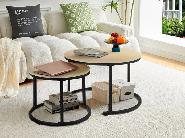 Nasser Nesting Coffee Table - Set of 2 - Natural + Black