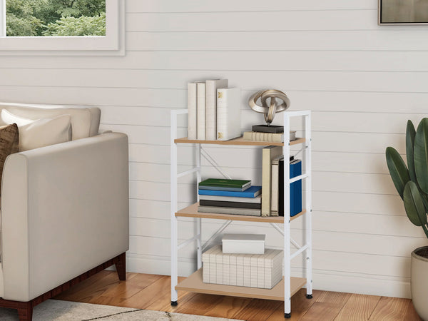 Hikuai 3 Tier Bookshelf - Natural + White