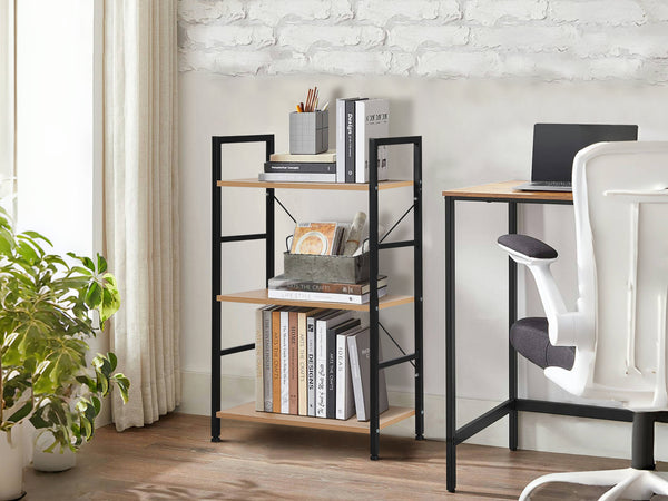 Hikuai 3 Tier Bookshelf - Natural + Black