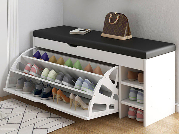 Gannet Shoe Rack Storage Cabinet 3 Layer - White + Black