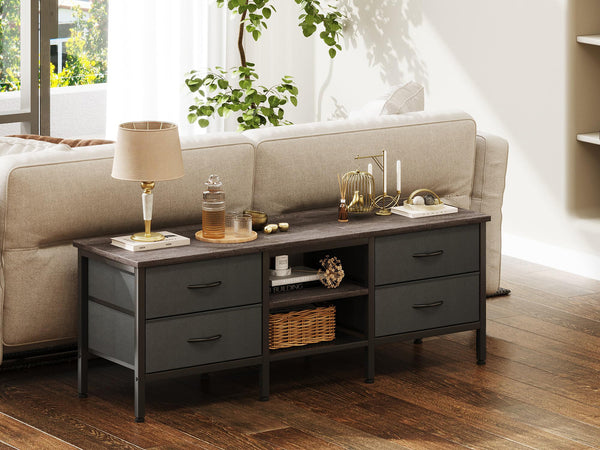 Cavalla 1.4m Entertainment Unit with Drawers - Grey Oak + Grey
