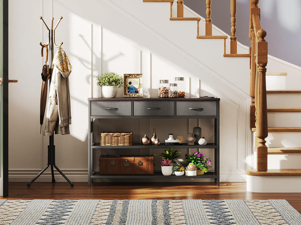 Shrike Console Table with 3 Drawers - Black Walnut