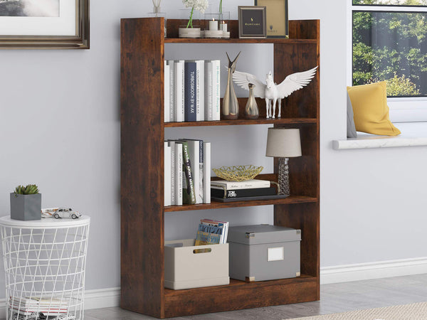 Bulls 80cm 4 Tier Bookshelf - Rustic Brown